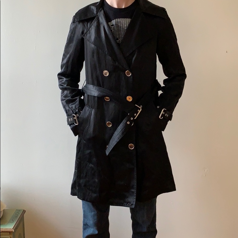 Michael Kors black silk trench coat